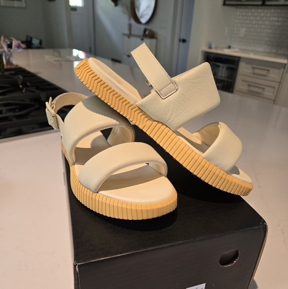 Sorel Cream Sandals with Tan Soles